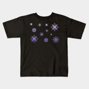 Purple Ombre Faux Glitter Snowflakes Kids T-Shirt